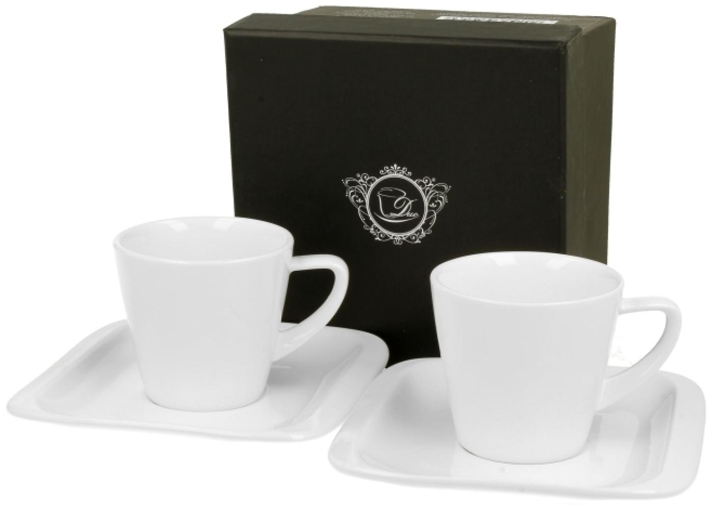 DUO WHITE COLLECTION 2er Set Espressotasse INFINITY 80 ml mit Untertasse New Bone China Porzellan Bild 1