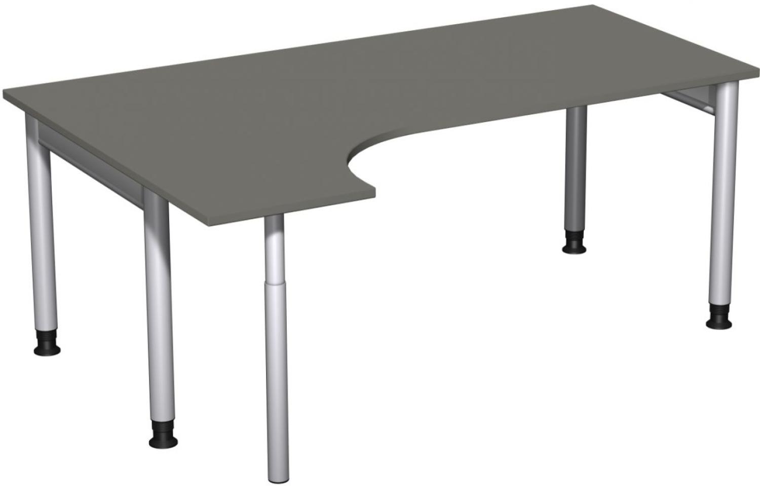 PC-Schreibtisch '4 Fuß Pro' links, höhenverstellbar, 180x120cm, Graphit / Silber Bild 1