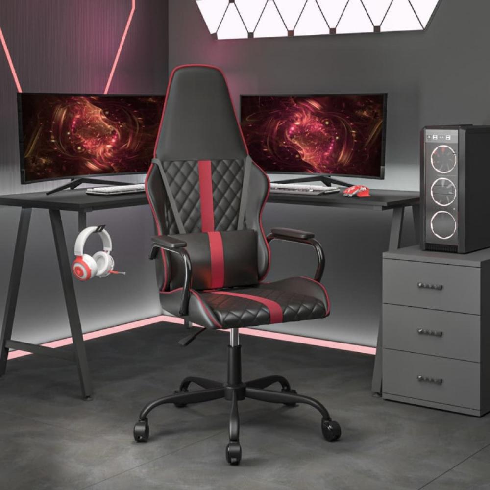 Gaming-Stuhl mit Massagefunktion Weinrot und Schwarz Kunstleder (Farbe: Rot) Bild 1
