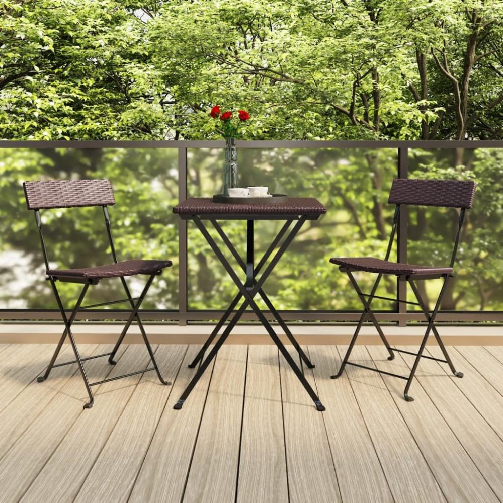 vidaXL 3-tlg. Bistro-Set Klappbar Braun Poly Rattan Bild 1