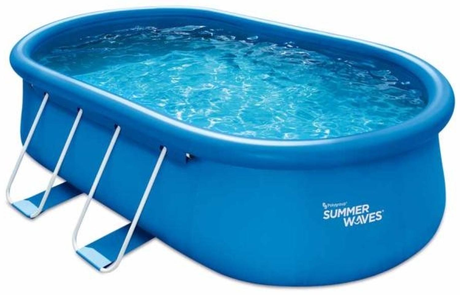 Summer Waves Quick Up Pool | aufblasbarer Pool oval | Inkl. Zubehör | Blau | 457x305x107 cm Bild 1
