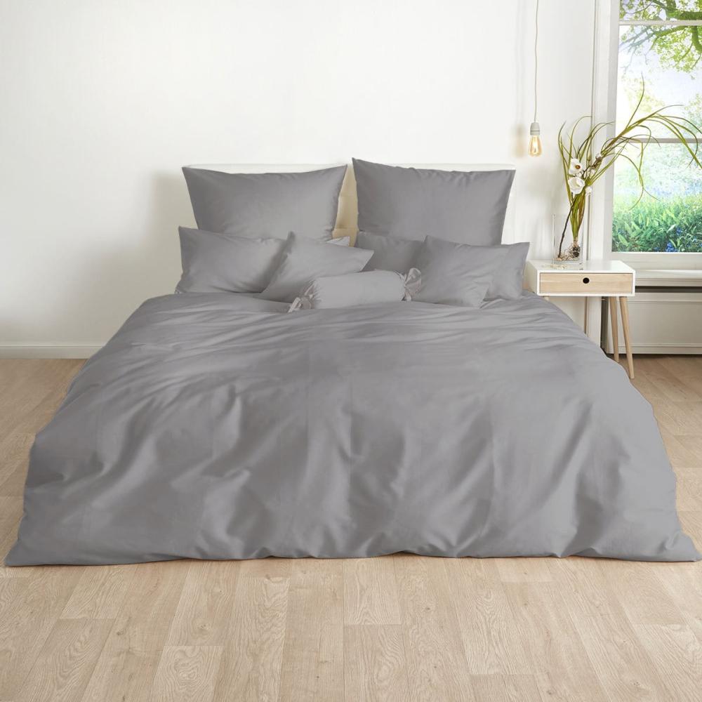 Traumschlaf Uni Mako-Satin Bettwäsche | 240x220 cm + 2x 40x80 cm | graphit Bild 1