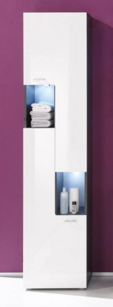 trendteam smart living Badezimmer Hochschrank Schrank Tetis, 40 x 182 x 30 cm, Korpus Graphit (Nb. ) und Front Weiß Hochglanz mit offenem Fach Bild 1