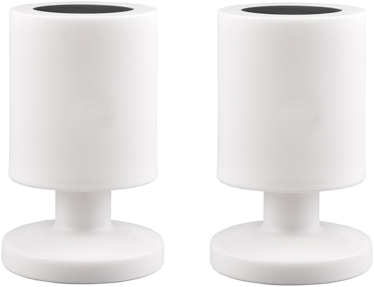 Kleine Akku Tischleuchte 2er SET Weiß, Solar & USB aufladbar,Höhe 20cm Bild 1