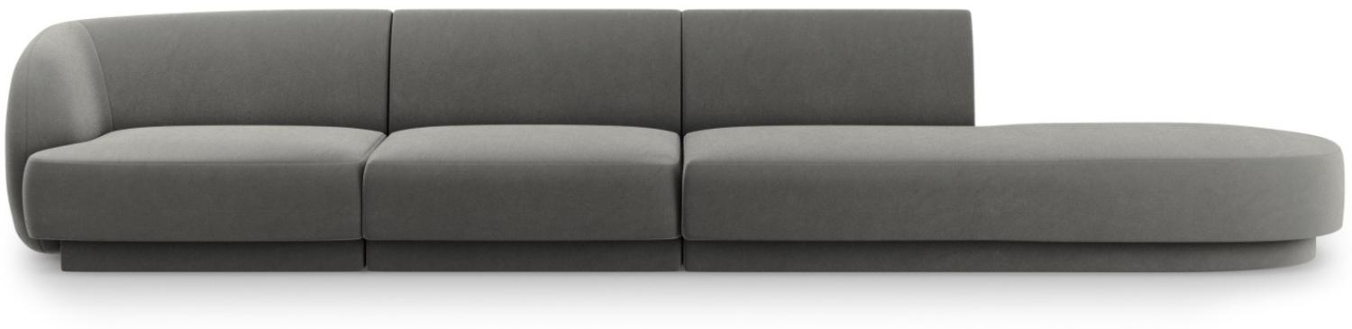 Micadoni 4-Sitzer Rechts Samtstoff Sofa Miley | Bezug Light Grey | Beinfarbe Black Plastic Bild 1