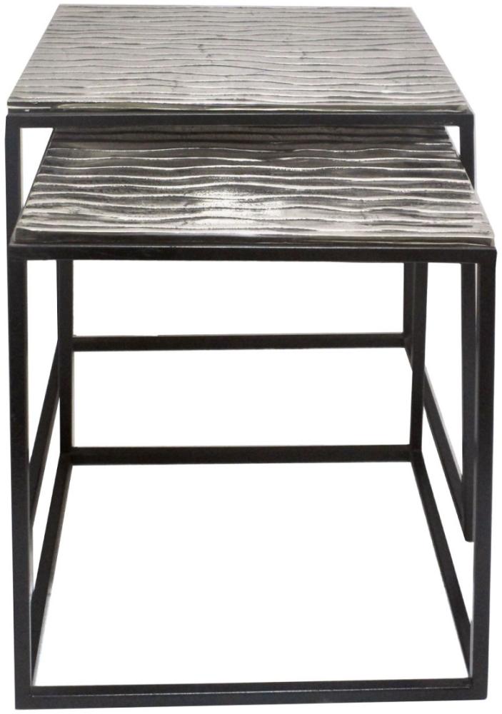 Soma Couchtisch Set Metall 40 u. 35 cm quadratisch Wohnzimmer Tische Tiffany 2-teilig Aluminium versilber (BxHxL) 40 x 42 x 40 cm Bild 1