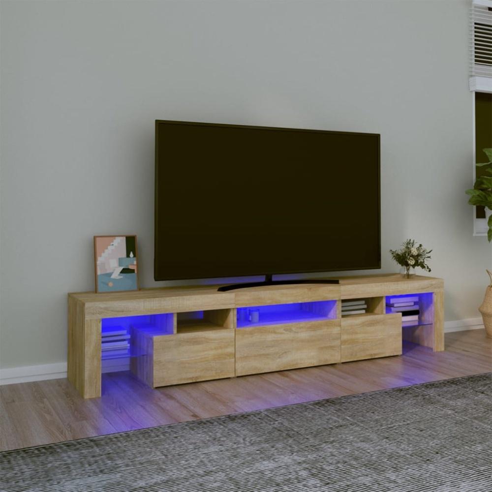 TV-Schrank mit LED-Leuchten Sonoma-Eiche 200x36,5x40 cm Bild 1