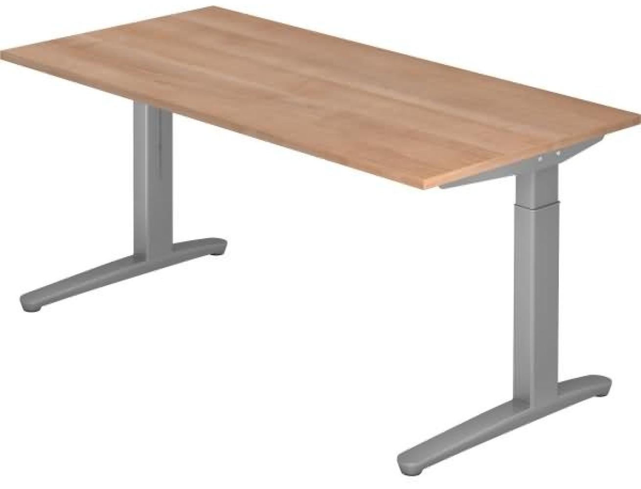 'XB16' Schreibtisch, C-Fuß, 160x80cm, Nussbaum / Silber Bild 1