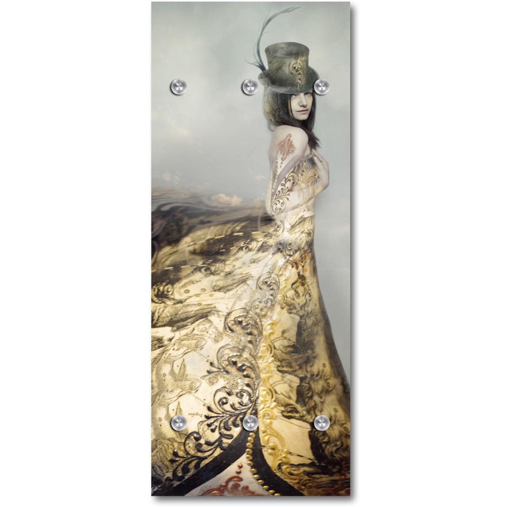 Queence Garderobe - "Hyacinthe" Druck auf hochwertigem Arcylglas inkl. Edelstahlhaken und Aufhängung, Format: 50x120cm Bild 1