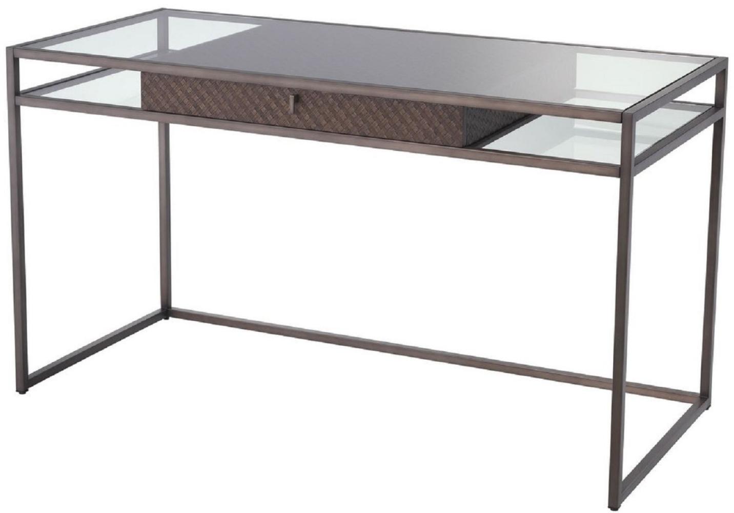 Casa Padrino Luxus Schreibtisch mit Schublade Bronze 135 x 60 x H. 75,5 cm - Luxus Qualität - Luxus Büromöbel Bild 1