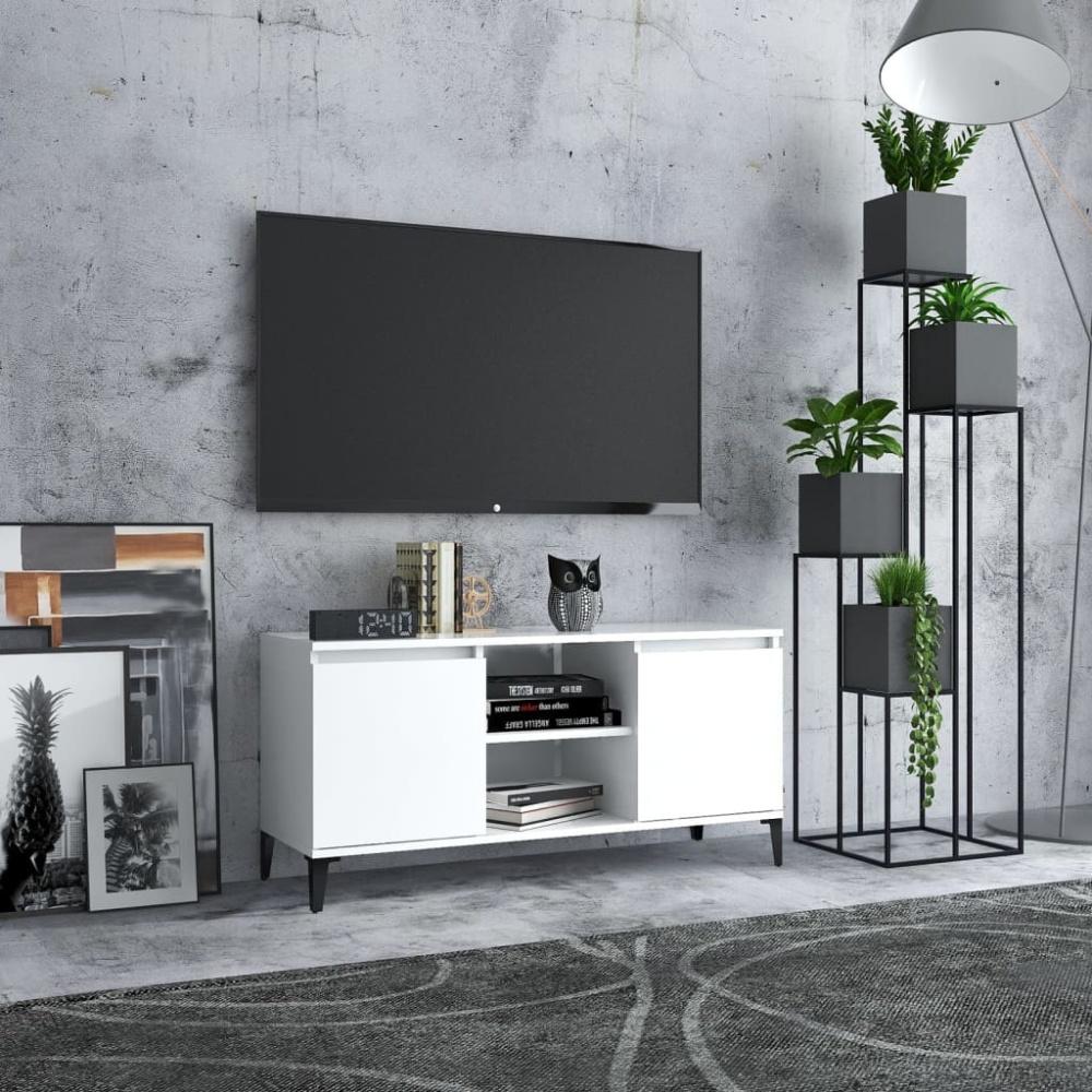 vidaXL TV-Schrank mit Metallbeinen Weiß 103,5x35x50 cm Bild 1