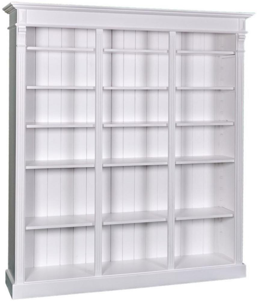 Casa Padrino Landhausstil Bücherschrank Weiß 180 x 39 x H. 197 cm - Massivholz Schrank - Regalschrank - Wohnzimmerschrank - Landhausstil Möbel Bild 1