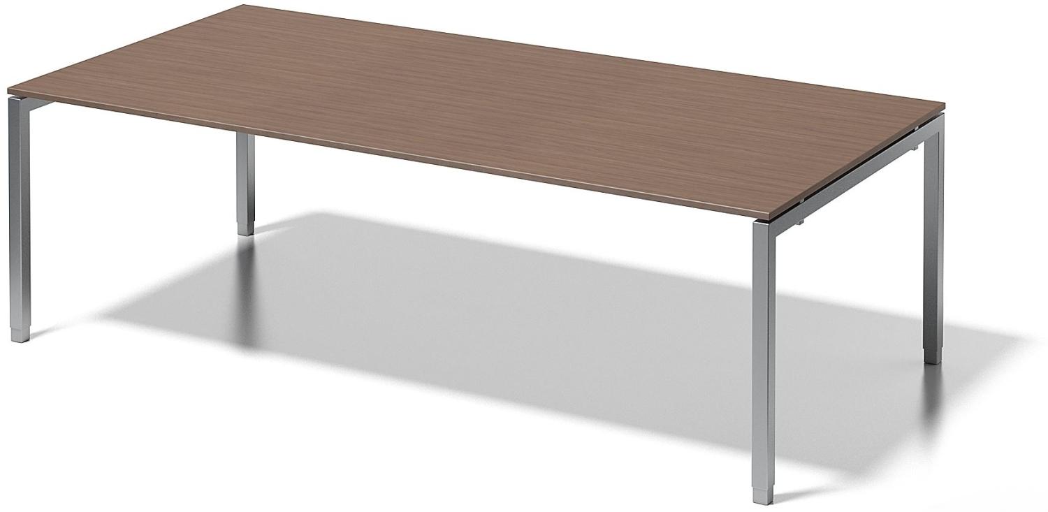 Cito Chefarbeitsplatz/Konferenztisch, 650-850 mm höheneinstellbares U-Gestell, H 19 x B 2400 x T 1200 mm, Dekor nußbaum, Gestell silber Bild 1