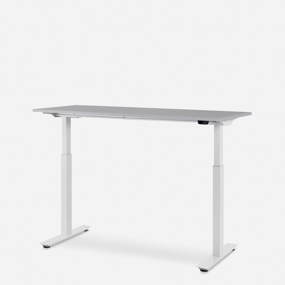 140x60 cm WRK21® SMART - Grau Uni / Weiss elektrisch höhenverstellbarer Schreibtisch Bild 1