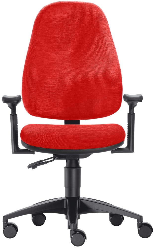 Drehstuhl Schreibtischstuhl Fitness Büro + Homeoffice mit Teppichrollen Rot Bild 1