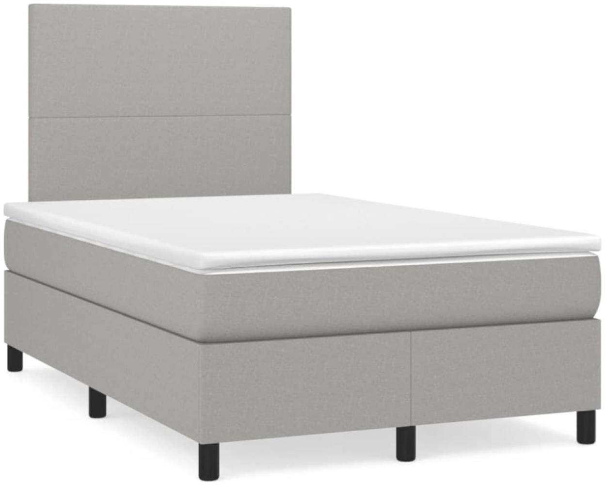 vidaXL Boxspringbett mit Matratze Hellgrau 120x190 cm Stoff Bild 1