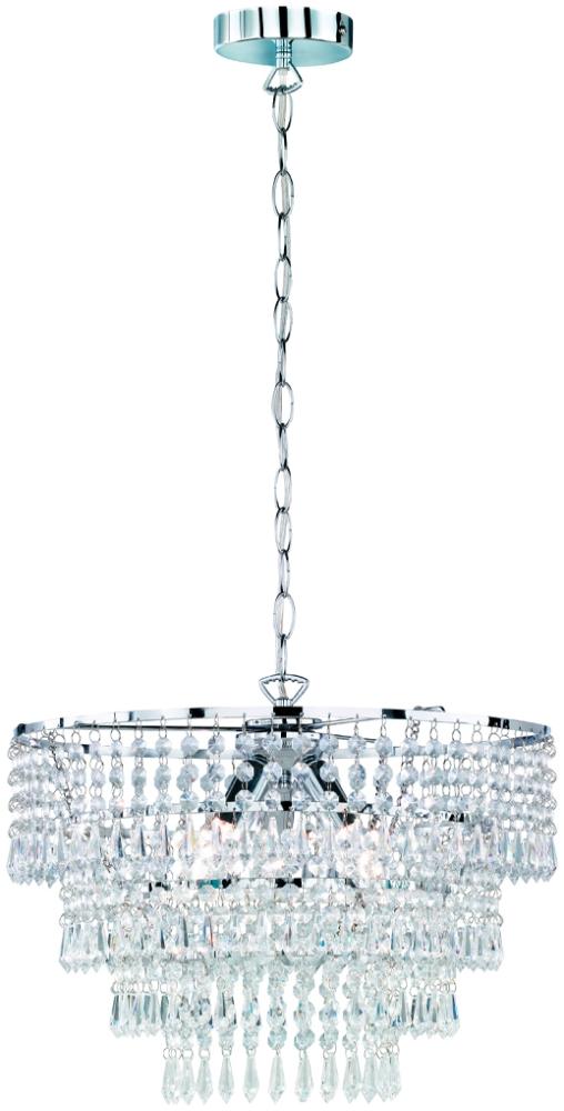 LED Kronleuchter Chrom mit Kristall Behang aus Acryl 3 flammig, Ø42cm Bild 1