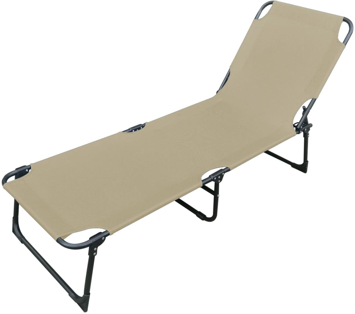 3-Bein Gartenliege Sonnenliege Strandliege Gartenmöbel Liegestuhl klappbar 188cm beige Bild 1