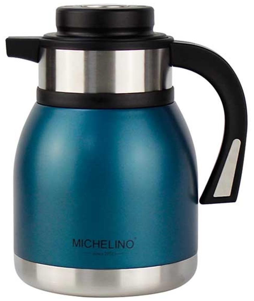 Michelino 1. 2L Thermoskanne Doppelwandig Getränkespender Isolierkanne Kanne Kaffee Tee Teekanne Petrol Bild 1