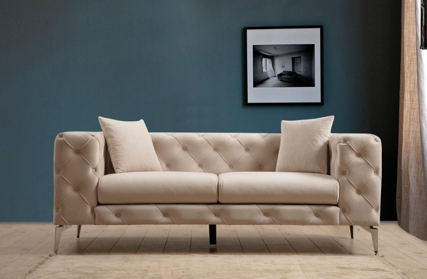 Designer Sofa Lignum Chesterfield (Samt) Beige Bild 1