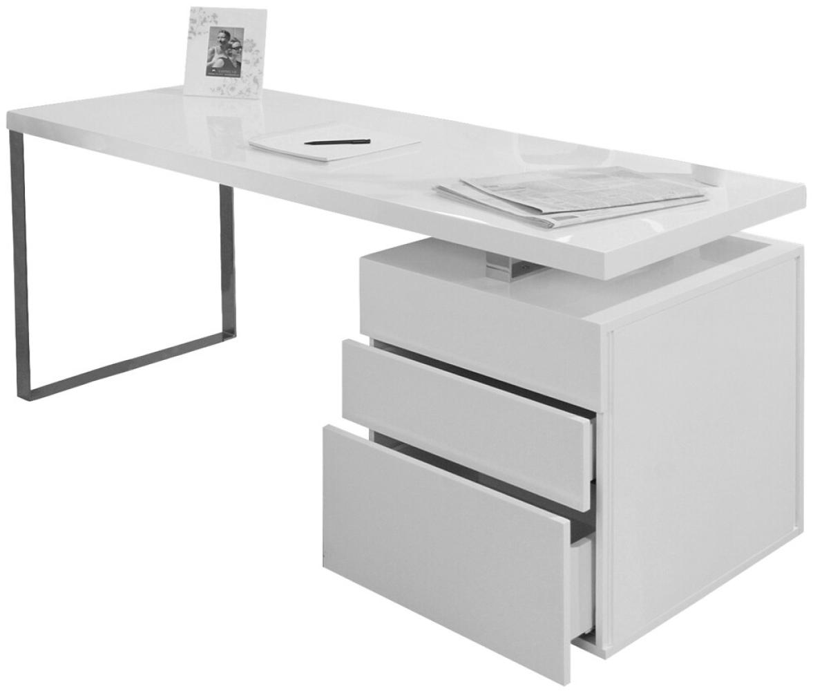 Schreibtisch, MDF/ Metall weiß, 76 x 140 x 70 cm Bild 1