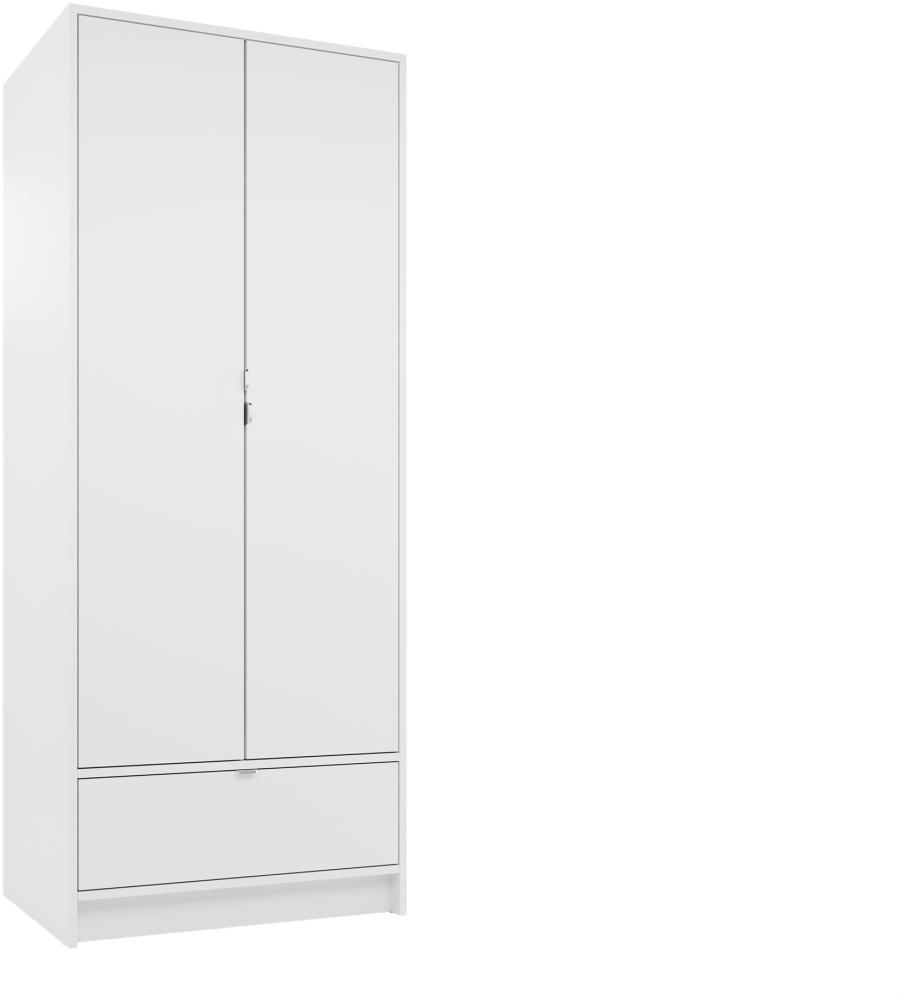 Kleiderschrank Vinxor 2D1SZ mit 2 Türen und Schublade (Farbe: Weiß) Bild 1