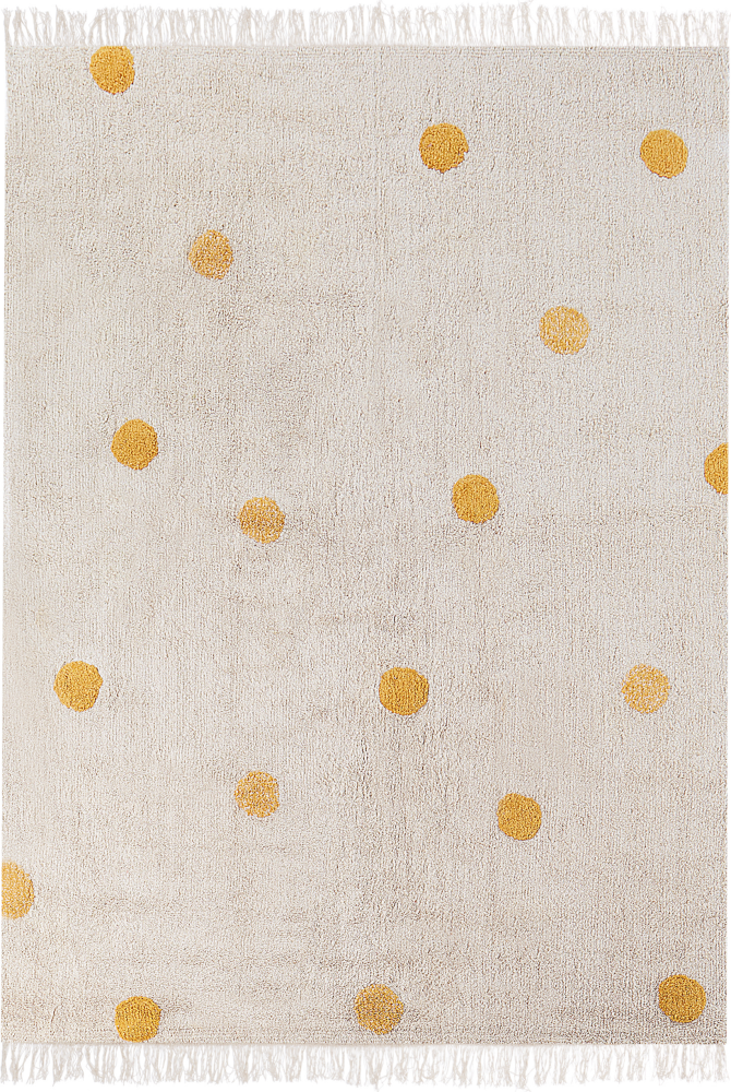 Kinderteppich Baumwolle beige gelb 140 x 200 cm gepunktetes Muster Kurzflor DARDERE Bild 1