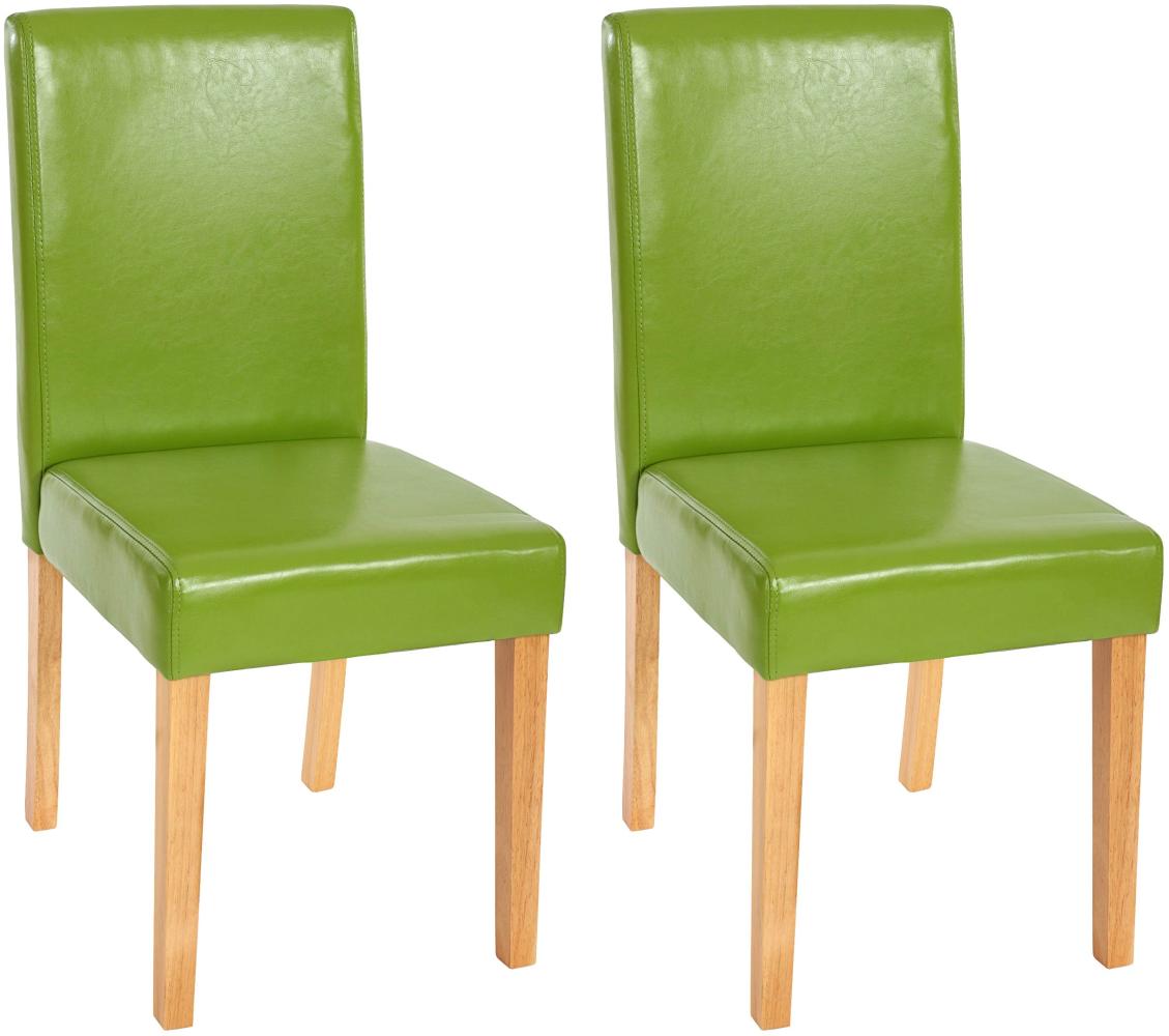 2er-Set Esszimmerstuhl Stuhl Küchenstuhl Littau ~ Kunstleder, grün, helle Beine Bild 1