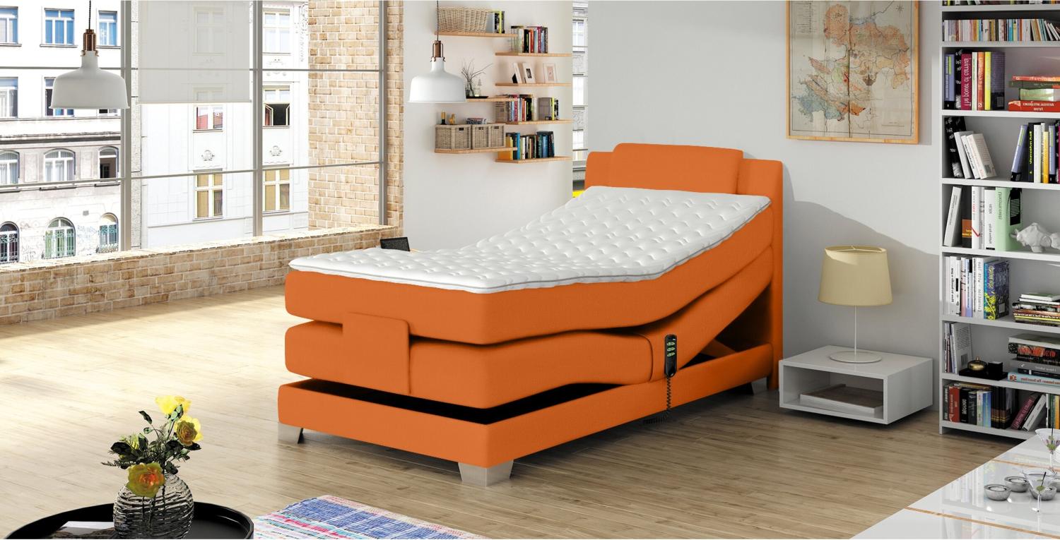 Stylefy Charis Boxspringbett Orange 100x200 cm Bild 1