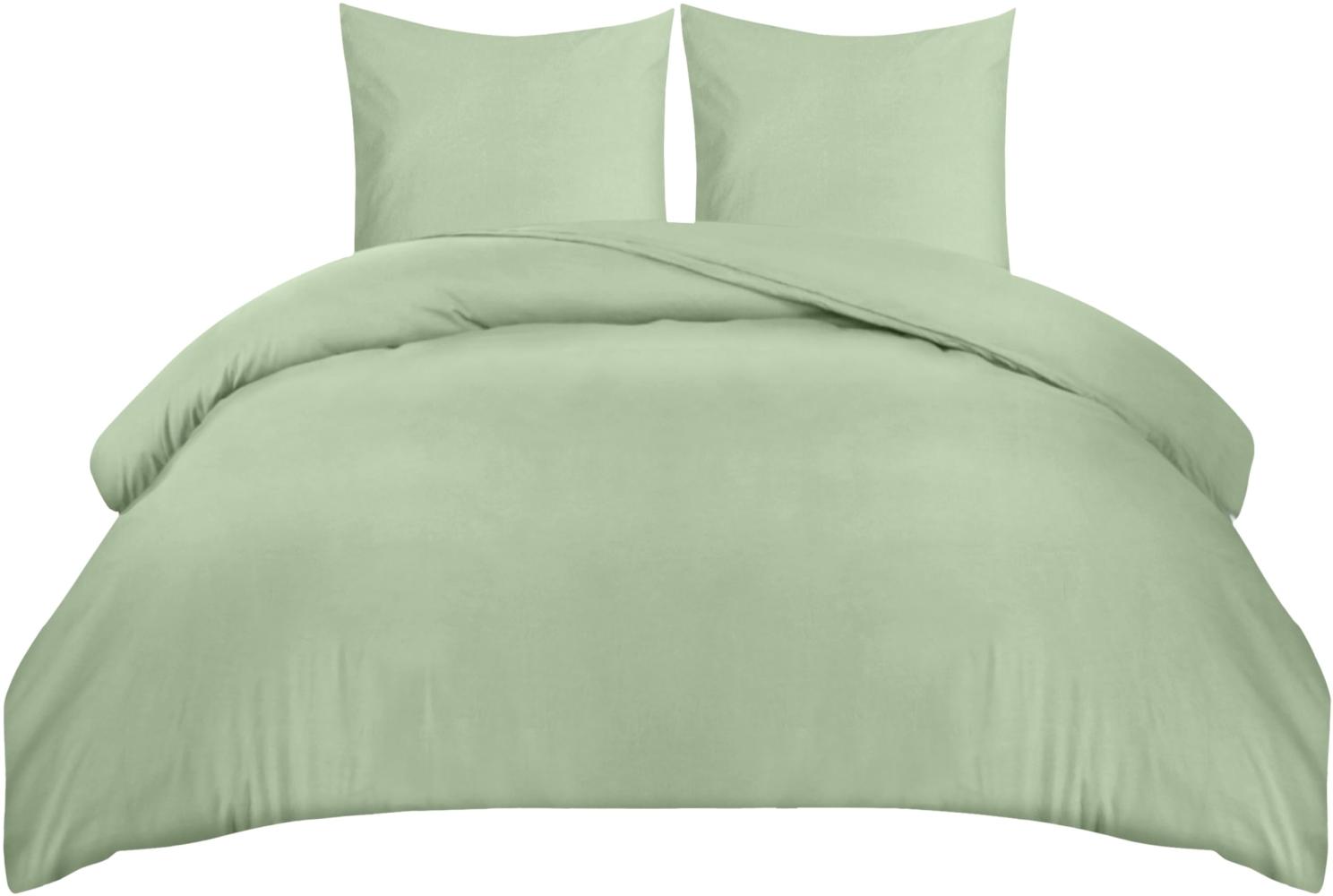 Utopia Bedding Bettwäsche 220x240 Set - Mikrofaser Bettbezug 240x220 cm + 2 Kissenbezüge 65x65 cm - (Salbeigrün) Bild 1