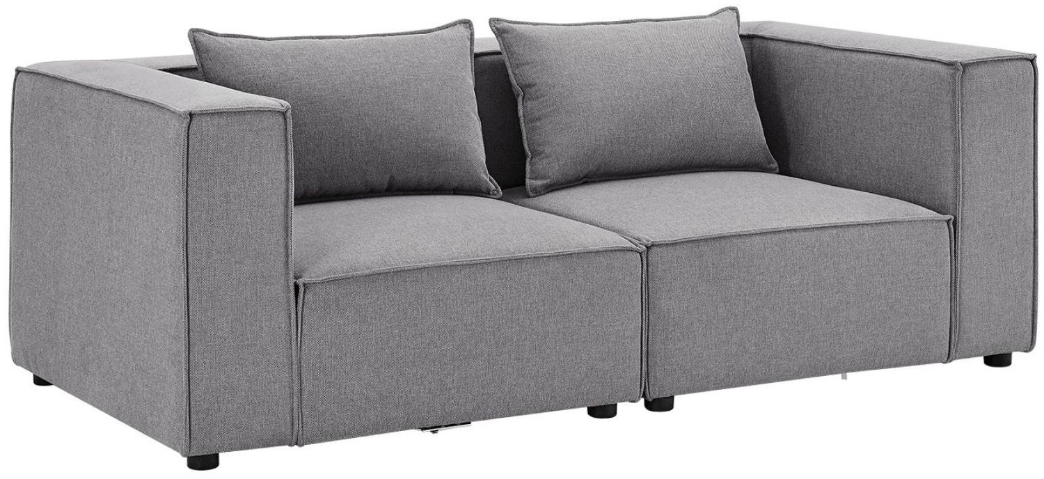 Juskys modulares Sofa Domas S - Couch für Wohnzimmer - 2 Sitzer mit Armlehnen & Kissen - 130 kg belastbar pro Sitz - Möbel Garnitur Stoff Dunkelgrau Bild 1