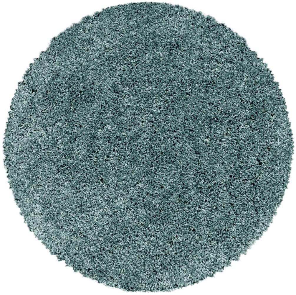 Hochflor Teppich Sima rund - 160 cm Durchmesser - Blau Bild 1