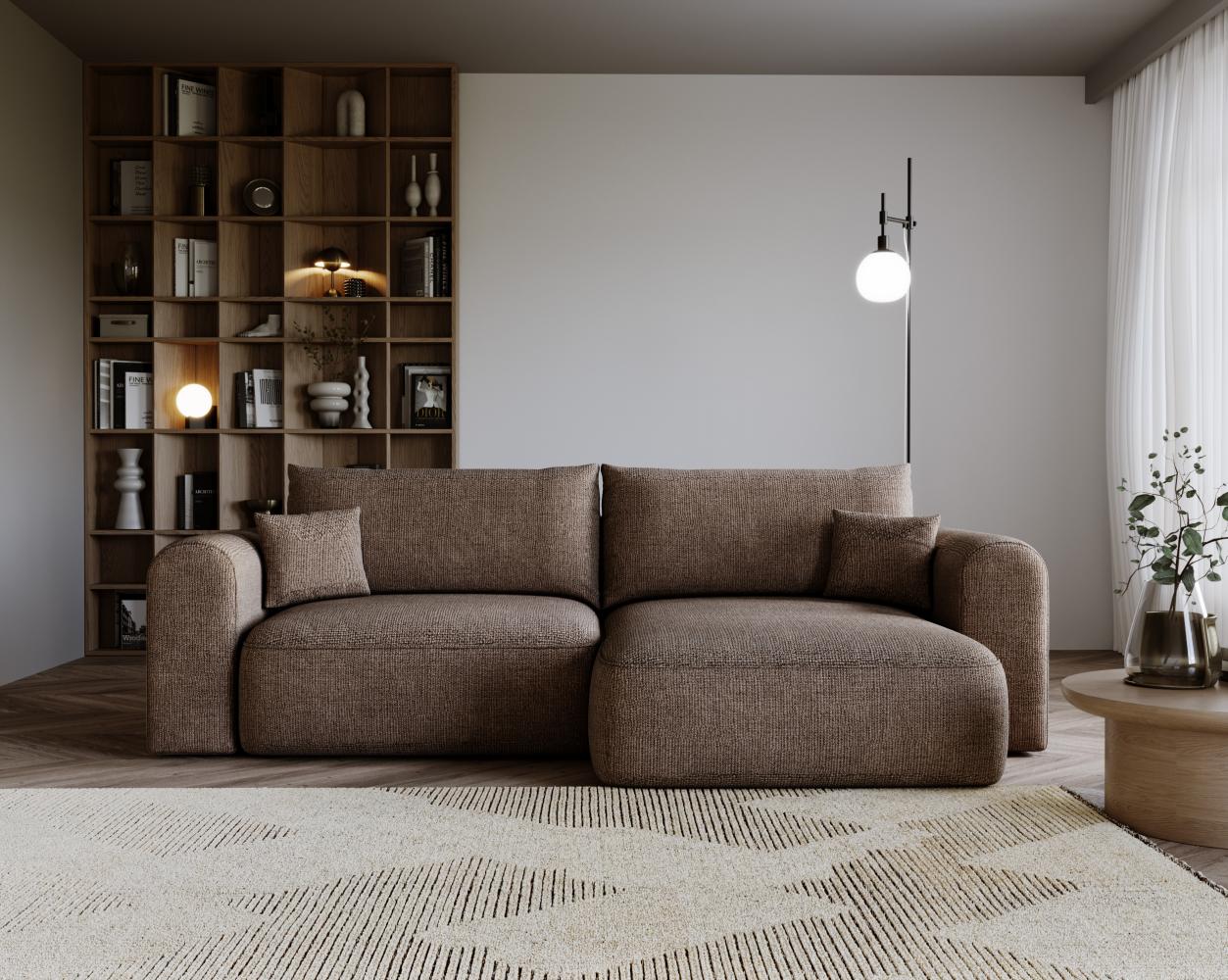 Ecksofa L-form, Couch mit Schlaffunktion und Bettkaste - NELSON - Braun Stoff Bild 1