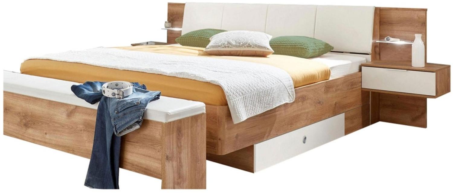 Doppelbett Virgo Futonbett 180x200cm plankeneiche weiß Bild 1