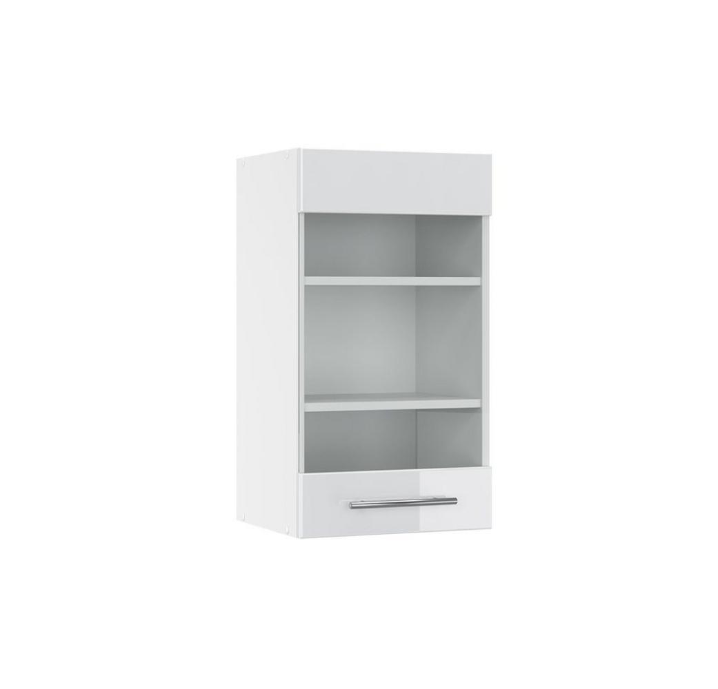 Vicco Küchenschrank Hängeschrank Unterschrank Küchenzeile Hochglanz Fame-Line (Weiß Hochglanz, Hängeglasschrank 40 cm) Bild 1