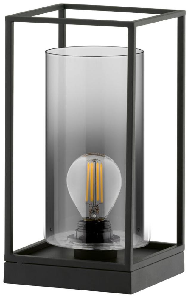 Kleine Tischlampe Schwarz mit Rauchglas & LED dimmbar - Höhe 30cm Bild 1