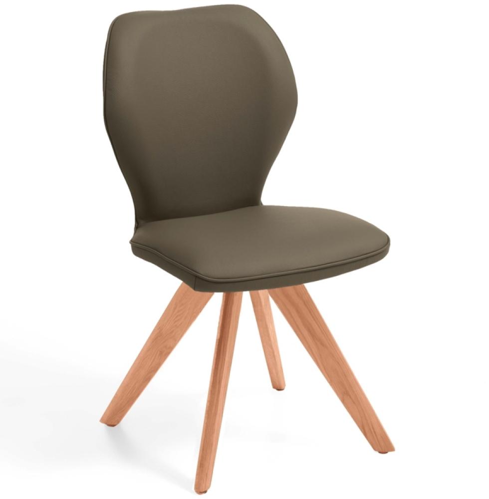 Niehoff Sitzmöbel Colorado Trend-Line Design-Stuhl Kernbuche/Leder - 180° drehbar Napoli oliv grün Bild 1