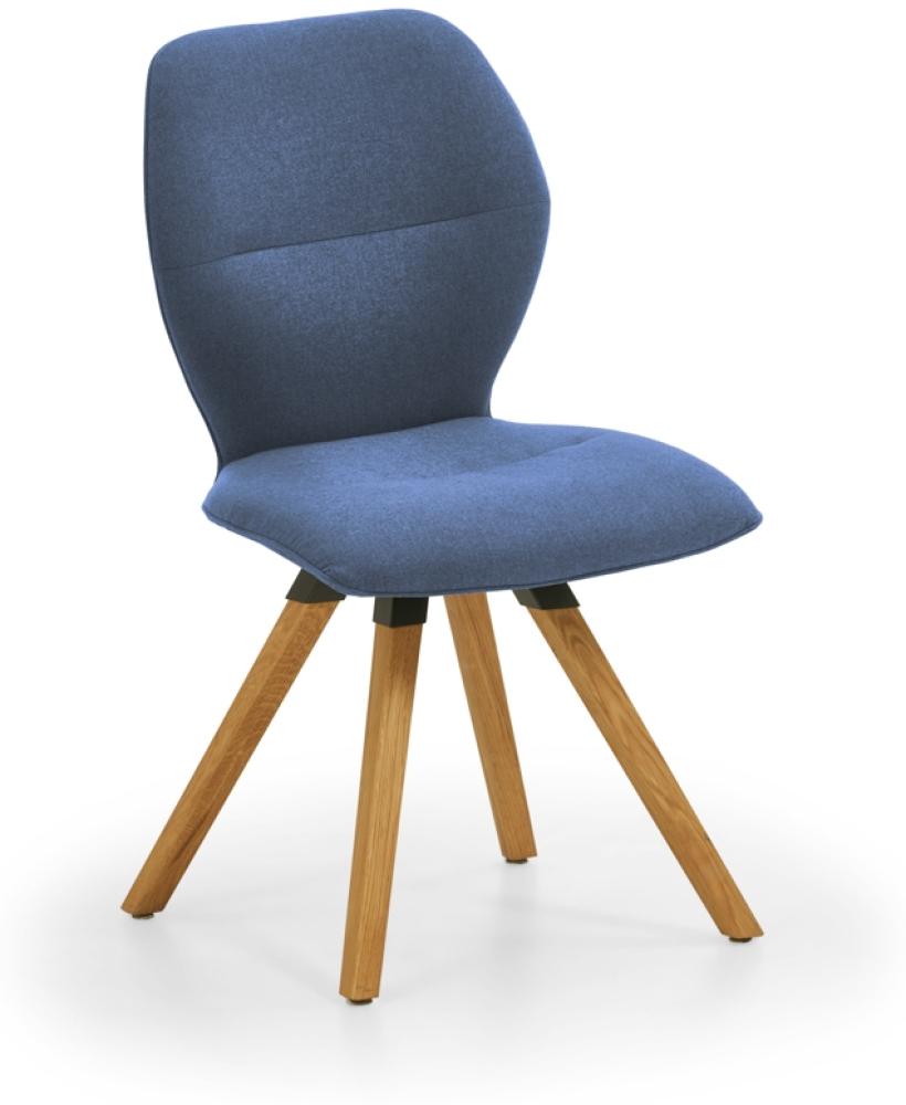 Niehoff Sitzmöbel Merlot Design-Stuhl Stativ-Gestell Massivholz/Stoff Venice Blau Wildeiche Bild 1