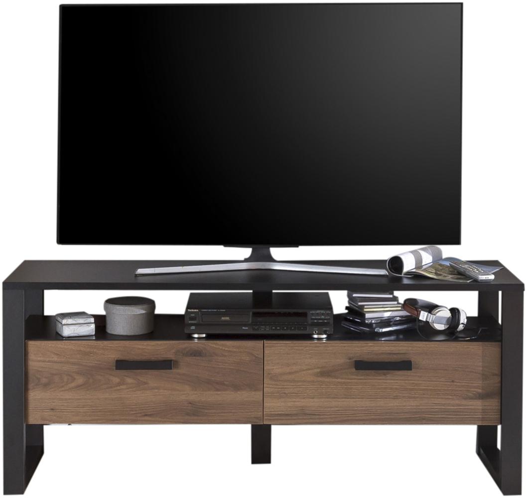 TV-Unterschrank Jami 150x63x43 Lowboard Schwarz-Okapi Nuss/Okapi Nuss 10131 Bild 1