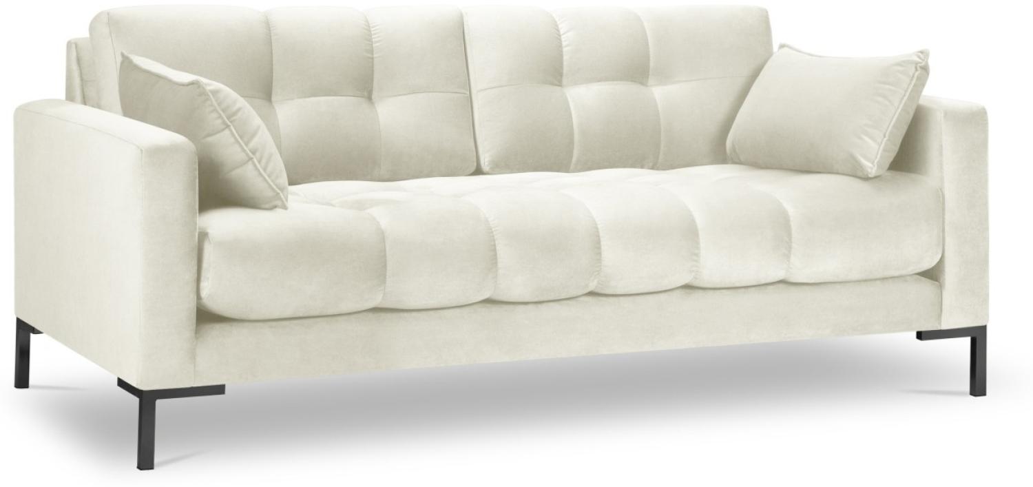 Micadoni 2-Sitzer Samtstoff Sofa Mamaia | Bezug Light Beige | Beinfarbe Black Metal Bild 1