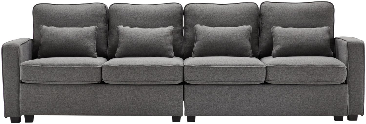 Merax Modernes 4-Sitzer-Sofa aus Leinenstoff, Viersitzer-Sofa mit Armlehnentaschen und 4 Kissen, Sofa im einfachen Stil, geeignet für Wohnzimmer, Wohnung, Büro, Dunkelgrau Bild 1