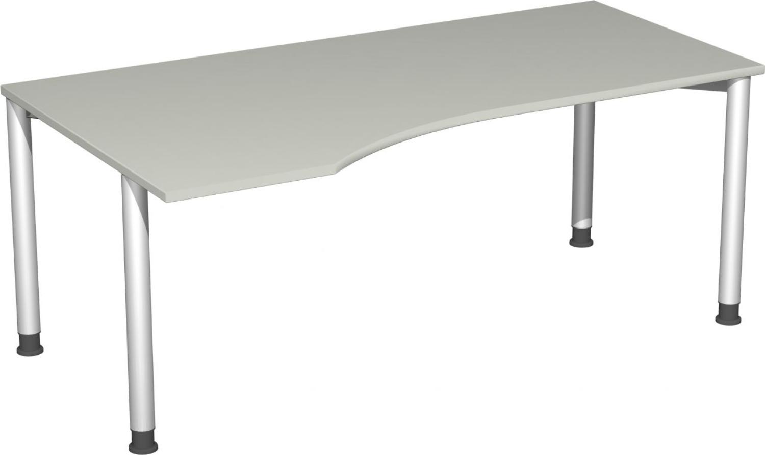 PC-Schreibtisch '4 Fuß Flex' links, höhenverstellbar, 180x100cm, Lichtgrau / Silber Bild 1