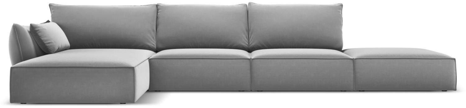 Micadoni 5-Sitzer Samtstoff Ecke links Sofa Kaelle | Bezug Grey | Beinfarbe Black Plastic Bild 1