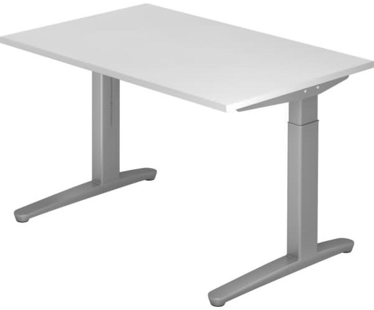 'XB12' Schreibtisch, C-Fuß, 120x80cm, Weiß / Silber Bild 1