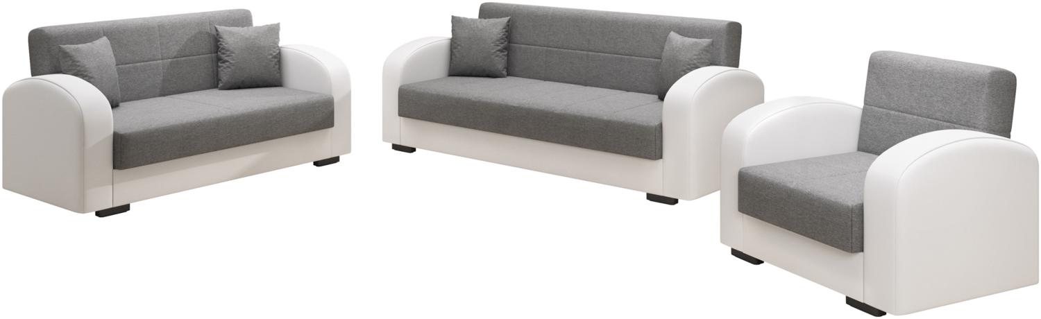 'Vera' 3-2-1 Sofa-Set mit Schlaffunktion und Bettkasten, anthrazit/ weiß, 210 x 82 x 82 cm Bild 1