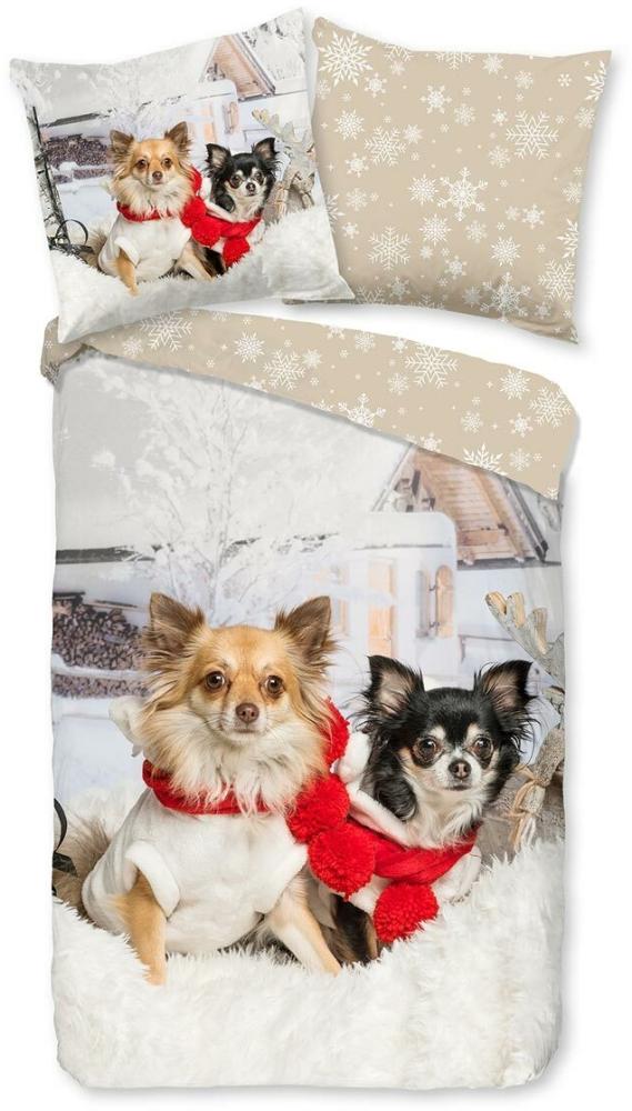 Traumschlaf Flanell Bettwäsche Chihuahua multi | 135x200 cm + 80x80 cm Bild 1