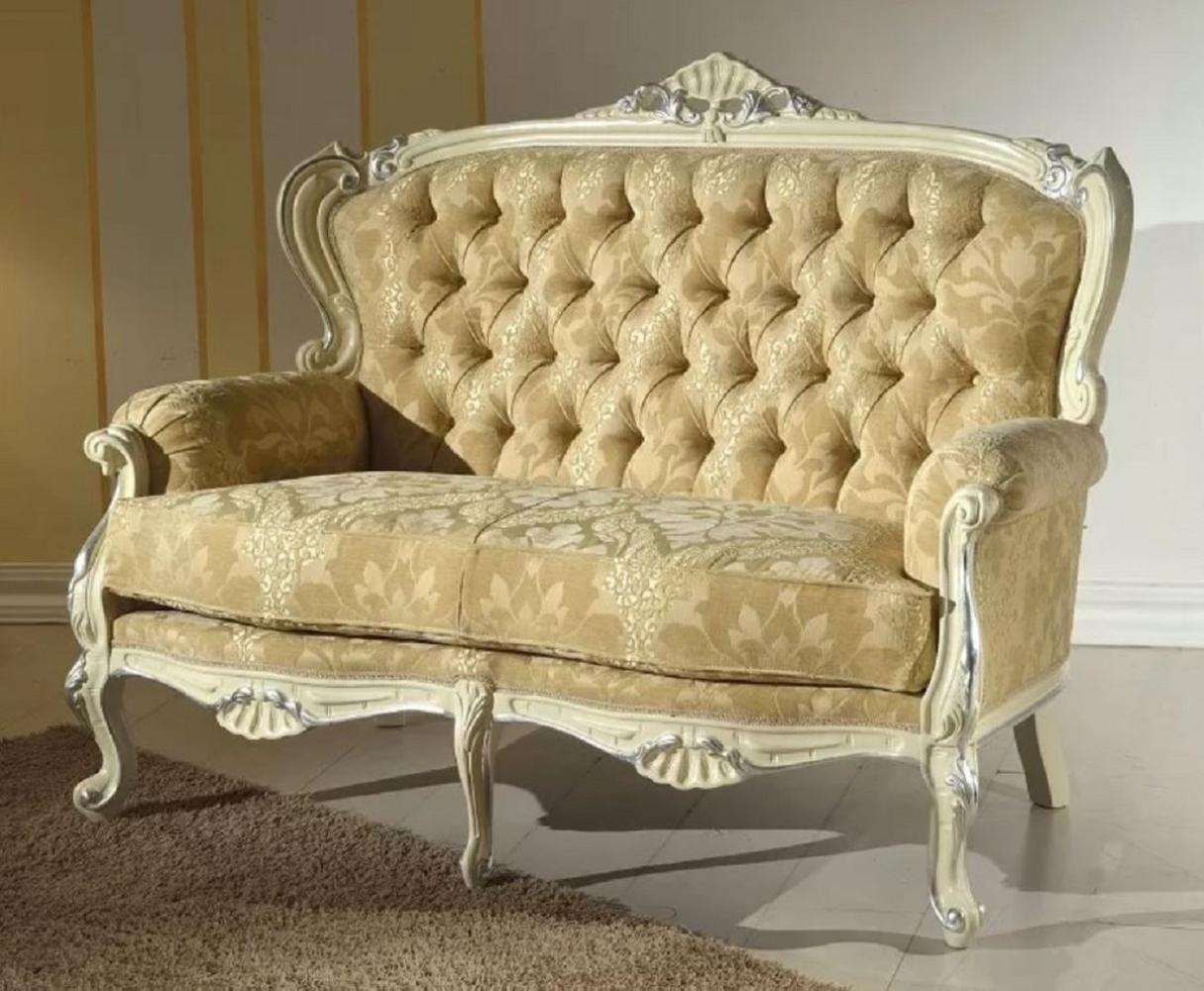 Casa Padrino Luxus Barock Sofa Gold / Cremefarben / Silber - Edles Wohnzimmer Sofa mit elegantem Muster - Barock Möbel - Luxus Qualität - Made in Italy Bild 1