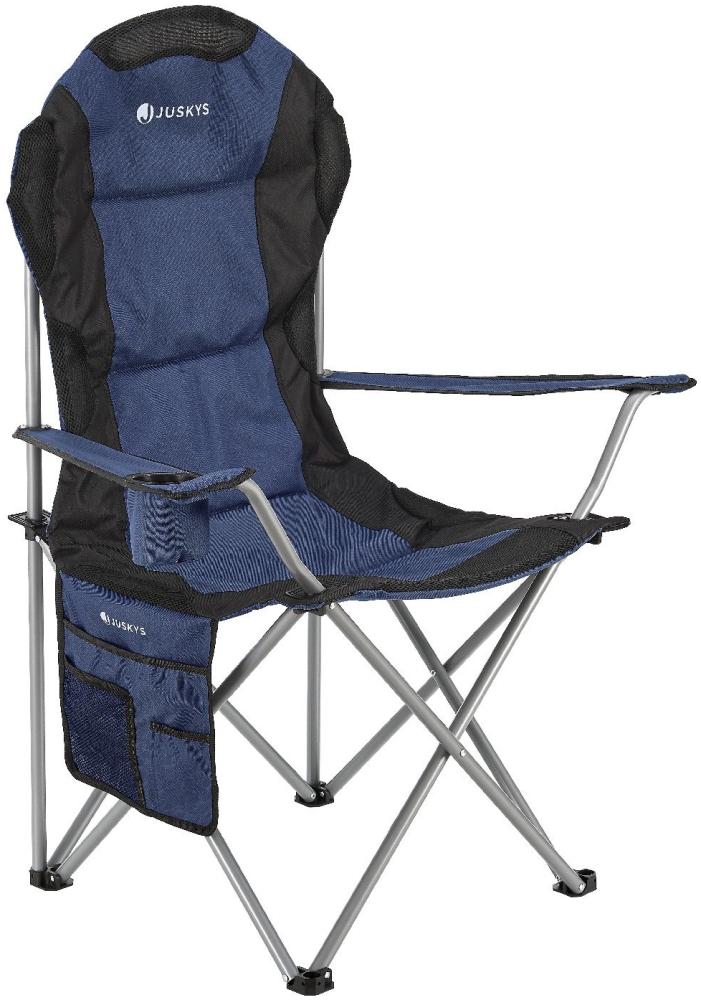 Juskys Campingstuhl Lido mit Getränkehalter & Tasche - Camping Klappstuhl gepolstert - Faltstuhl Angelstuhl Strandstuhl Chair - Stuhl Blau Bild 1