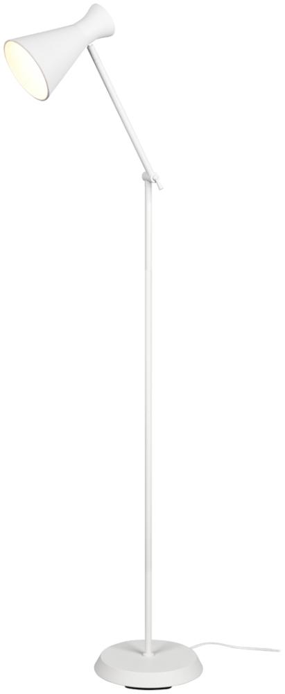 LED Stehleuchte Gelenk & Fußschalter, Metallschirm in Weiß - Höhe 150cm Bild 1