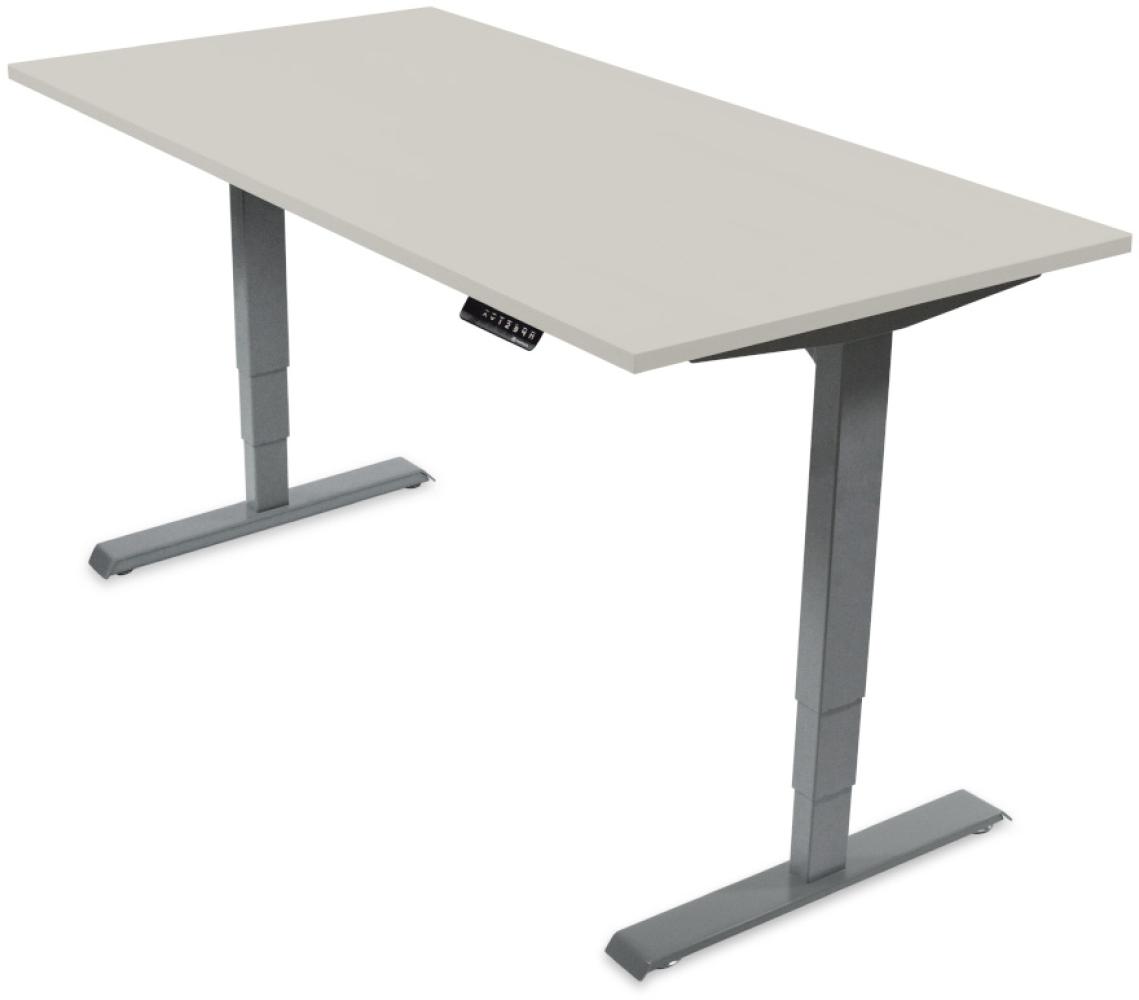 Desktopia Pro - Elektrisch höhenverstellbarer Schreibtisch / Ergonomischer Tisch mit Memory-Funktion, 5 Jahre Garantie - (Grau, 120x80 cm, Gestell Grau) Bild 1